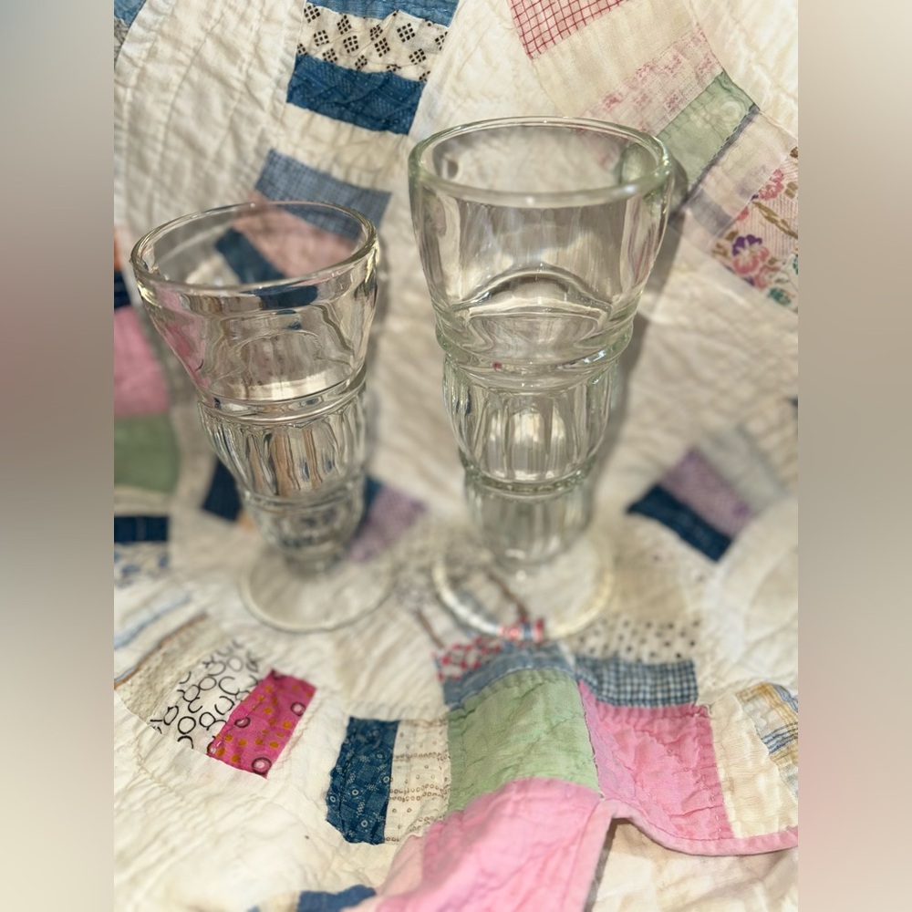 Two vintage Soda Fountain Milkshake glasses